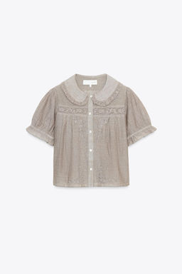 EMBROIDERED SHIRT WITH PETER PAN COLLAR - Zara фото 4