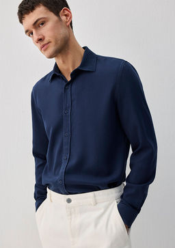 Lacivert Tencel TM Lyocell Gomlek - Mavi фото 2