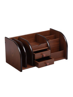 Органайзер 7 секций, 2 выдвижных ящика, серия Орех с кантом темным, 16×30×15 см