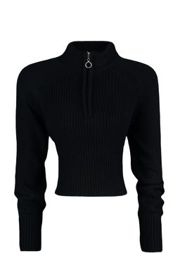 Siyah Crop Fermuarl? Dik Yaka Basic Triko Kazak TWOAW22KZ1632