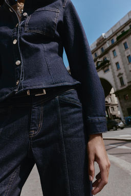 Z1975 STRAIGHT SLIM MID-WAIST BELTED JEANS - Zara фото 6
