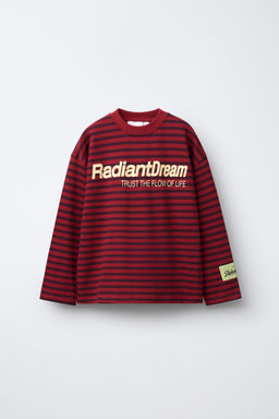 CAMISETA RAYAS TEXTO / Rojo oscuro - Zara фото 2