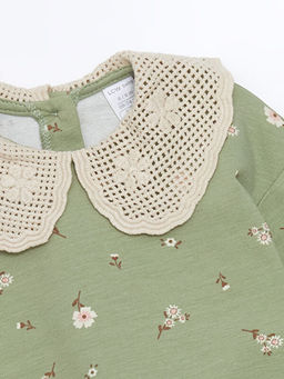 Bebe Yaka Uzun Kollu Bask?l? K?z Bebek Sweatshirt ve Tayt 2li Tak?m - Waikiki фото 3