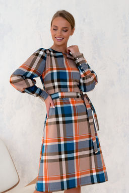 Платье Open Style 5070 /синий/оранжевый/белый/черный