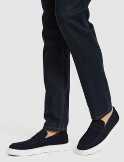 Lacivert %100 Deri S_et Loafer Ayakkab_