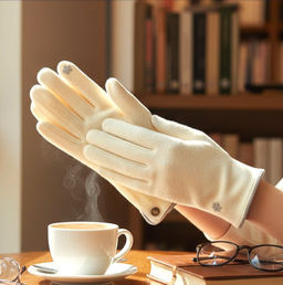 Перчатки осенние из мягкого трикотажа, цвет белый