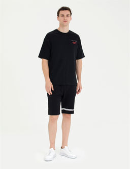 Siyah Regular Fit Bisiklet Yaka Ti__rt