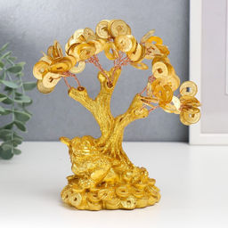 Бонсай декоративный «Денежное дерево. Золотая жаба на монетах», 90 монет, 18.5×18×9.5 см