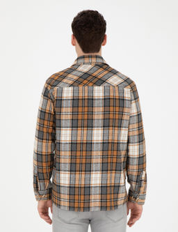 A__k Kahverengi Oduncu Oversize Uzun Kollu G_mlek