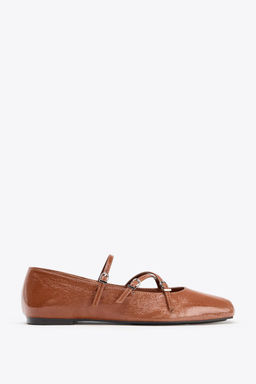 SQUARE TOE LEATHER BALLERINA - Zara фото 2
