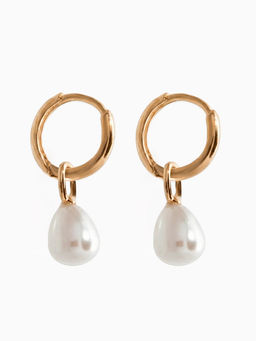 Серьги жемчуг "Бусина на ножке", цвет белый в золоте