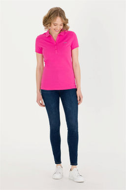 U. S. Polo Assn Женская базовая футболка цвета фуксии с воротником-поло - U.s. polo assn фото 10