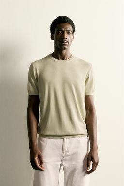 CAMISETA PUNTO REGULAR FIT B?SICO / Verde claro - Zara фото 9