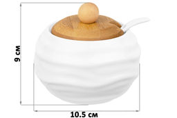 Банка д/хранения 300 мл 10,5*10,5*9 см Айсберг волны + ложка + дер. крышка - Elan gallery фото 3