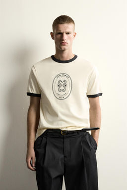 CAMISETA RIB CONTRASTE B?SICA / Crudo - Zara фото 2