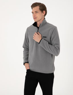 Gri Regular Fit Yar_m Fermuarl_ Polar Sweatshirt - Pierre cardin фото 3