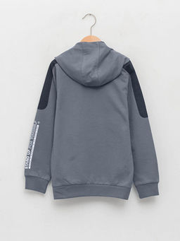 Kap??onlu Bask?l? Uzun Kollu Erkek ?ocuk Sweatshirt - Waikiki фото 2