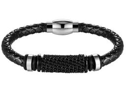 Браслет из кожи и стали, ALB37ч