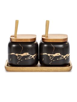 Набор для специй на подносе 4пр (2 баночки, 2 ложки) - SIJ фото 2