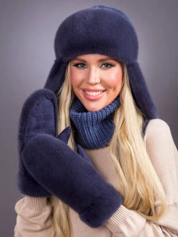 Ушанка норка трикотаж байкал - Davidovfox фото 4