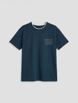 Bisiklet Yaka Yaz? Bask?l? Erkek ?ocuk Ti??rt