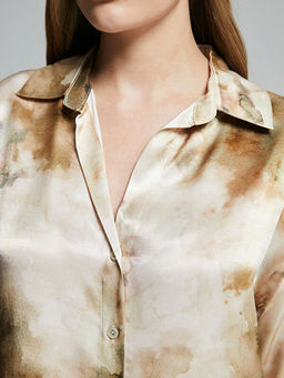 Batik Desenli Oversize Saten Kad?n G?mlek