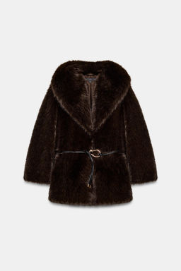 FAUX FUR BELTED COAT