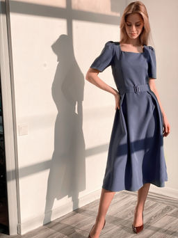 Martichelli Платье в ретро-стиле серо-голубое