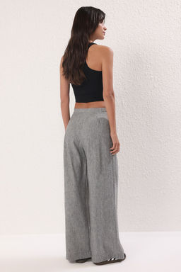 Gri Wide Leg/Genis Paca Dokuma Pantolon TWOSS25PL00107 Palazzo - Trendyolmilla фото 4