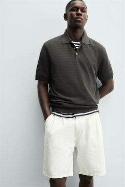 TEXTURED KNIT POLO SHIRT - Zara фото 5