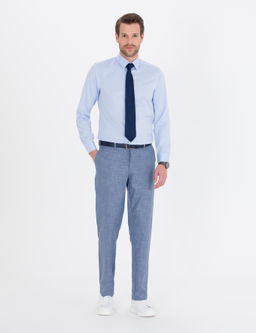 A__k Mavi Slim Fit Uzun Kollu Klasik G_mlek