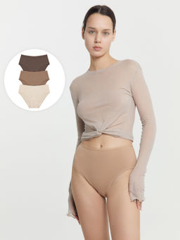 Цена за 2 штуки! Трусы женские макси набор (3 шт.) в бежевых цветах