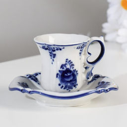 Кофейная пара Либерика, 0,06л, авт.Ремизов В., гжель