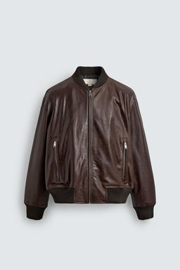 WAXED LEATHER BOMBER JACKET