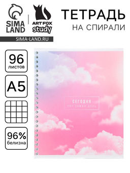 Цена за 2 шт. Тетрадь в клетку, 96 л., А5, на спирали, блок №1Сегодня