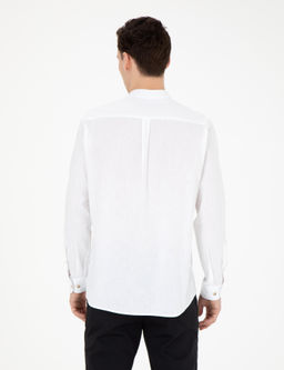Рубашка Pierre Cardin Regular Fit белая с примесью льна