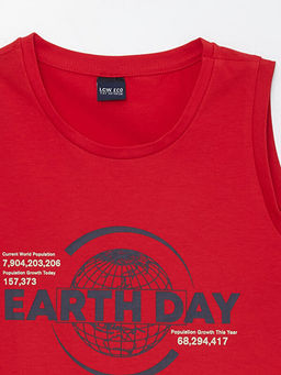 Bisiklet Yaka Bask?l? Erkek ?ocuk Atlet - Waikiki фото 3