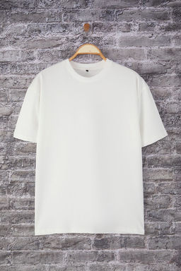 TRENDYOL MAN Beyaz Oversize/Genis Kesim S?rt Nak?sl? %100 Pamuk T-Shirt TMNSS25TS00198 - Trendyolmilla фото 4