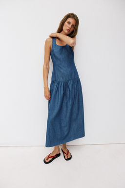 VESTIDO MIDI FALDA CAPA / Azul - Zara фото 3