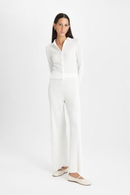 Regular Fit Beli Lastikli Basic Duz Burumcuk Pantolon