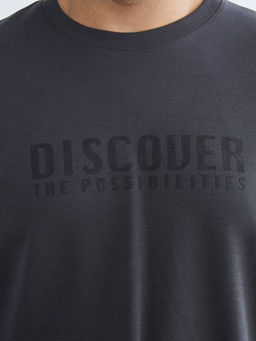 B?y?k Beden Bisiklet Yaka Bask?l? Erkek Sweatshirt