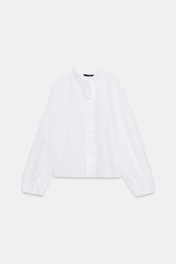 RUFFLED POPLIN BLOUSE - Zara фото 5