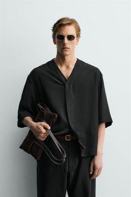 CAMISA RELAXED FIT VISCOSA - C??AMO / Negro - Zara фото 2