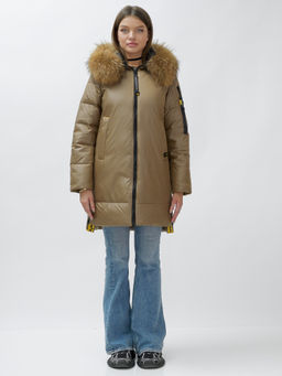 Куртка зимняя HaiLuoZi 871K женская коричневая с мехом енота утеплитель 260 г/м² - Mtforce фото 2