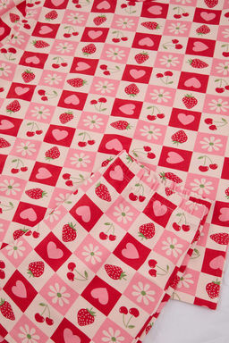 Pembe-Cok Renkli %100 Pamuk Kalp ve Meyve Bask?l? Orme Pijama Tak?m? THMSS26PT00048 - Trendyolmilla фото 6