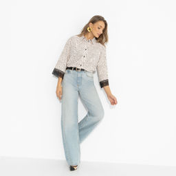 Рубашка комбинированная с кружевом, Работаю красиво (оригинал) - Charutti фото 7