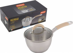 Ковш Fortuna 1,65л.,из нерж.стали, ручка сталь/силикон, матовый, d-16см, капс.дно, арт. 007216