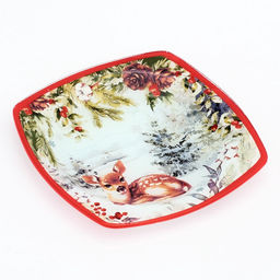 Тарелка новогодняя плоская «Лесная сказка», 20×20 см