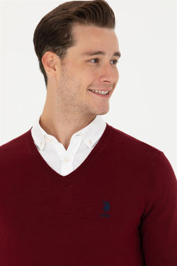 U. S. Polo Assn / Мужской бордово-красный базовый свитер - U.s. polo assn фото 2