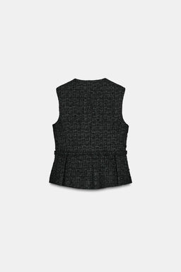 STRUCTURED WAISTCOAT WITH METALLIC THREAD BELT - Zara фото 7